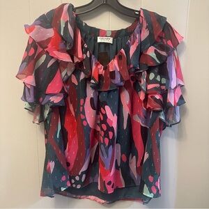 CROSBY by Mollie Burch Multicolor Ruffled Blouse